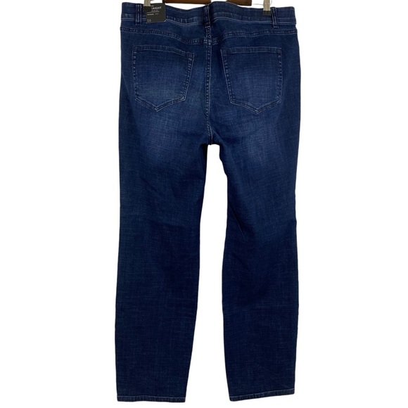 Venezia Womens Jeans Size 16 Mid-Rise Straight Dark Blue Stretch No Gap Waist - Picture 2 of 10